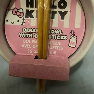 Hello Kitty ceramic noodle bowl with chopsticks